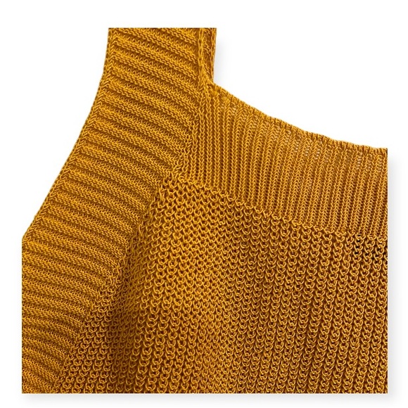 ZARA Knit Tank Rich Golden Yellow Weighted Fabric Blend Unique Weave Luxe Vibe - Picture 9 of 14